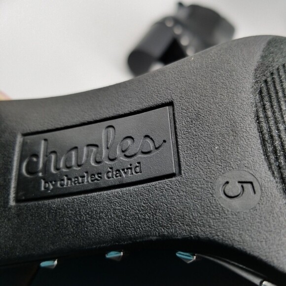 Charles David Black Ankle Boots with Silver Studs - Picture 7 of 8